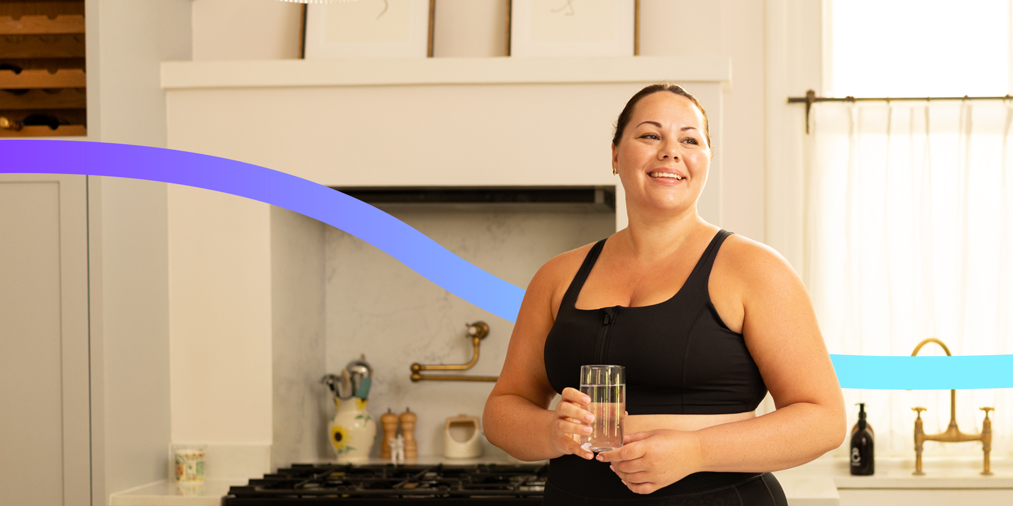 Happy women in her kitchen.