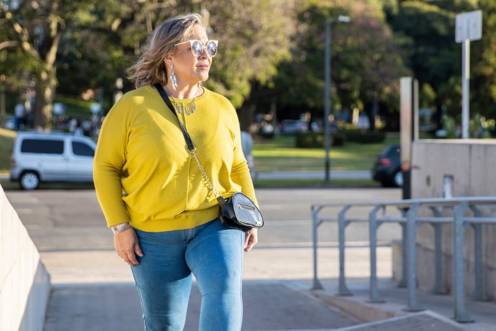 Stylish woman walking