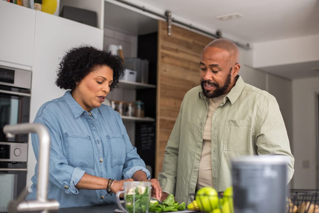 Couple preparing healthy food in the kitchem