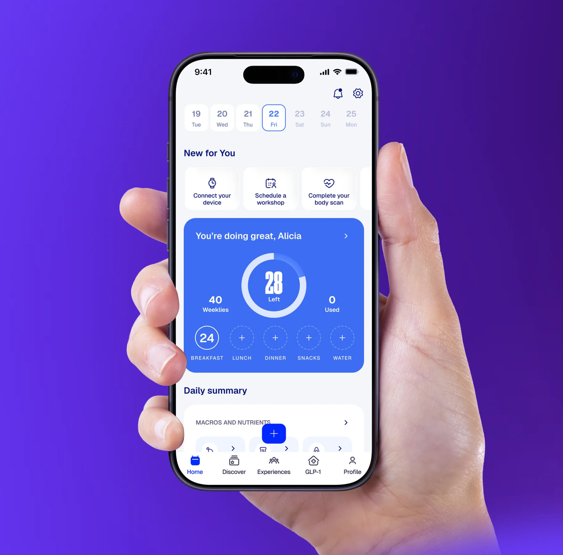 The Weight Watchers GLP-1 tracking app included with CheqUp membership
