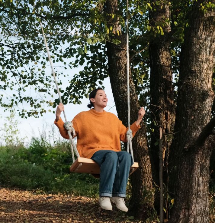 A lady on a swing