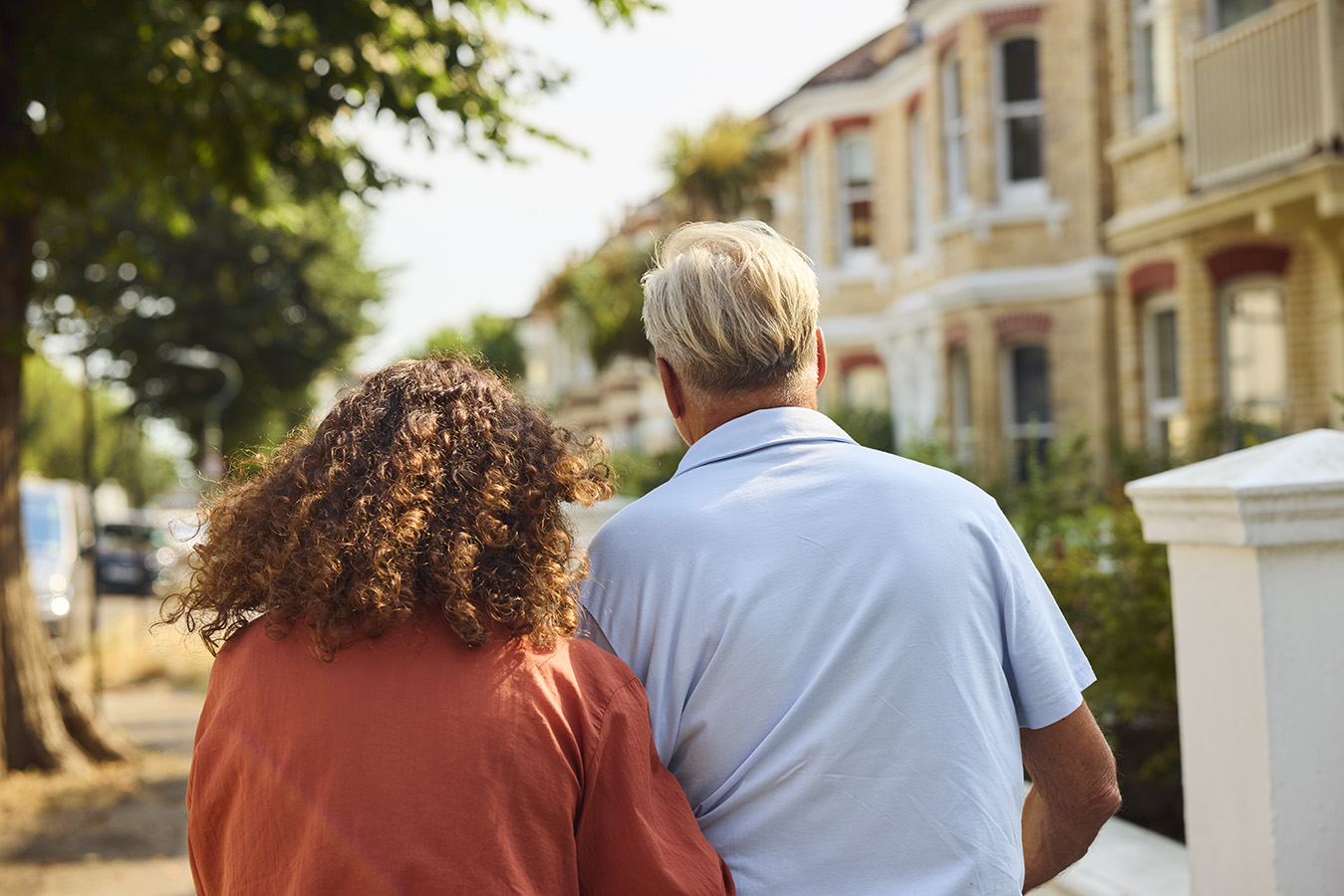 Older couple walking together
